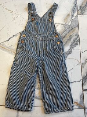 OshKosh B'gosh Railroad Conductor Pinstriped Overalls Size 24M